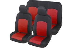 Auto Accessori Lupex - Coprisedili Auto Universali | Colore Rosso | Set Fodere Copri Sedili Anteriori e Posteriori | Tessuto Poliestere | No Suv