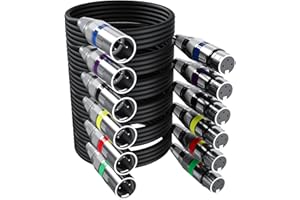 Xespis 6 Stück 3M XLR Kabel Premium Symmetrisches XLR Mikrofonkabel, Pin DMX Microphone Signal Cable Connection Cable Stecker auf Buchse DMX Mikrofonkabel für Studioaufnahmen und Live-Produktion