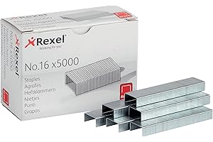 Rexel No.16 24/6 mm standardowe zszywki, do zszywania do 20 arkuszy, do stosowania ze zszywaczami i szczypcami, pudełko 5000, 6010