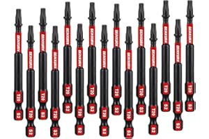 GEINXURN 15 Stück T20 Schlagfester Schrauberbitsatz 75mm Länge Stark Magnetisch #20 Torx Schrauber bit 1/4 zoll Sechskantschaft Antriebsbits, S2 Legierter Stahl T20 Schraubendreher Bits Set