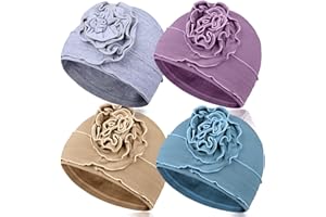 TSKNOMO 4-teiliges Chemo-Kopfbedeckungsset für Damen, atmungsaktive Krebs-Kopfbedeckung, elastische Chemo-Hüte für Frauen mit Haarausfall