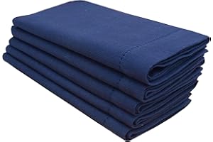 Slub Cotton Dinner Napkins Navy Color,18x18 Inch with Mitered Corner Finish & Hemstitched Detailing offered by Linen Clubs. (SET OF 6 PIECES)