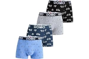 Trendy Boy Calzoncillos Boxer de Algodón para Niños, Pack de 4 – Boxer Ultra Suaves, Multicolor, Tallas 6-16 Años