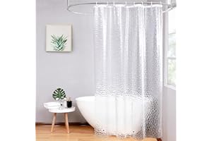 AooHome Duschvorhang Wasserdicht, Duschvorhänge 120x200cm mit 3 Magnete unten, Eva Halbtranspatent 3D Muster mit 8 Ringe, Anti-schimmel für Badewanne Bad Vorhang