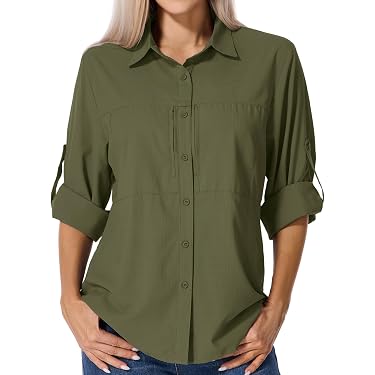 Battnot Damen Hemdbluse Mit UPF 50+ UV-Schutz – Leichtes Outdoor-Wanderhemd, Atmungsaktiv, Schnell Trocknend, Safari-Look, Für Sommer & Freizeit