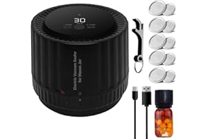 JOQINEER Kit de scellage sous vide électrique pour bocaux Mason, scelleuse sous vide automatique pour bocaux Mason portables, machine de mise en conserve avec ouvre-boîte, bouche large régulière