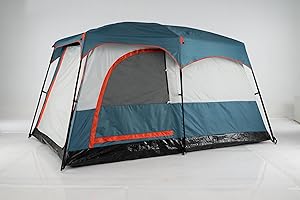FANTASK Tenda da campeggio per 4-6 persone, grande tenda a tunnel con borsa per il trasporto, per campeggio, tenda con tenda e divisorio per 2 stanze, impermeabile, blu