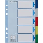 Esselte 15264 Dividers for PP Folders with Coloured Index Card 5 Tabs DIN A5, Multi-Coloured