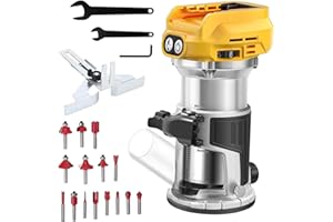 LIROPAU Bois Défonceuse Affleureuse compatible avec Dewalt 18V Batterie, 800 W Fraise à bordure sans fil, Routeur à Bois Électrique sans fil avec 6 vitesses, fraise à bords sans balais (sans batterie)