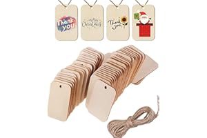 TASHCE 50 Pezzi Etichette Regalo Legno, Etichette in Legno Grezzo, Artigianato Fai Te Decorazioni, Fette di Legno Artigianali per Natale Ringraziamento Matrimonio Ornamenti Regalo