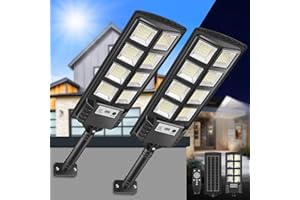 VOPHICHO Farolas Solares Exterior, 6000K Focos Solar LED Jardín con Sensor de Movimiento y Control Remoto, IP66 Impermeable Lampara Solar Luz de Seguridad Exterior para Garage Patio Calle, 2 Pack