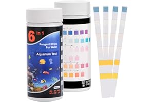 100PCS 6 in 1 Aquarium Test Strips, LUNEKUCK Fish Tank Pond Test Strips for Freshwater and Saltwater, Aquarium Testing Kit for Nitrate, Free Chlorine, Ph, Nitrite, Hardness, Carbonate Root