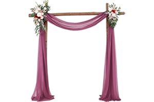 PCSCEVCR Wedding Arch Drapes, 18ft Chiffon Wedding Banquet Draping Fabric Backdrop Curtain Drapery for Wedding Archway Ceremony Party Decor (Pink)
