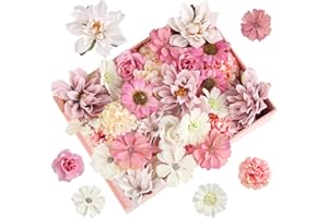RISF 30 Fausse Fleur Decoration, 5 Couleurs 4~8cm Fleurs Artificielles Deco, Mini Fleur Decoration, Fleur en Tissu pour DIY Bricolage Scrapbooking Mariage Fête à Domicile Artisanat