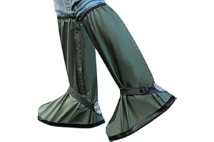 TSJLIKI Wasserdicht Überschuhe, Verdickt Schuhüberzieher Wiederverwendbare & Faltbare Regenstiefel-Schuhabdeckung mit Reißverschluss Rutschfest Reflektor Regenausrüstung-Armeegrün