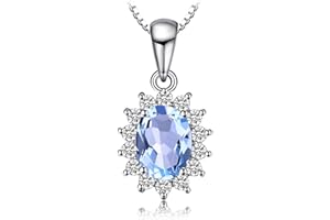 JewelryPalace Princess Diana Kate Middleton Gemstone Amethyst Citrine Garnet Peridot Topaz Sapphire Ruby Emerald Chains Pendant Silver 925 45 cm Necklace Women's Necklace Women Jewellery Rose Gold