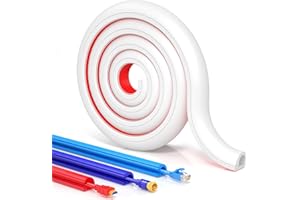 AOCII Auto-adhésif Cache Cable TV Mural 2-Meter, Cache Cable Mural en PC Souple, Cache Cable Sol pour système de Gestion des Cache Cable Bureau, 10mm (W) x 10mm (H), Blanc