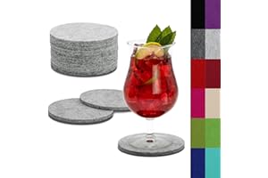 SwavGo Filz Untersetzer Getränkeset, 12er Bunte Filzunterlagen für Gläser, Tassen, Flaschen - Filzuntersetzer rund abwaschbar… (Silbergrau)