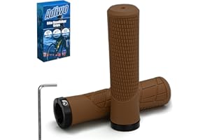 Adiwo Puños para Bicicleta, 1 par Puños de Manillar de Bicicleta con Bloqueo de Aluminio, Antideslizantes de Goma, 22mm Mojadura, Ergonómicos, Incluye Una Llave Allen, para MTB, Urbanas, Plegables