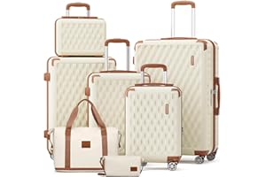 Melalenia Suitcase Set Hard Shell Lightweight Travel Suitcase by Trolley Hand Luggage Sets with TSA Lock and 4 Wheels, White