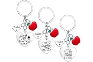 Nfyxcaz 3PCs Teacher Keyring Thank You Teacher Gifts Teacher Keyring for Men Women from Students Teacher Keychain Set Teacher Key Ring Gift Birthday Gift for Teacher