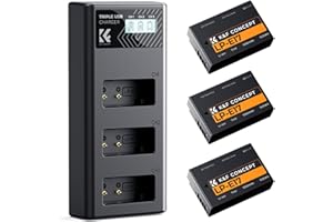K&F CONCEPT LP-E17 3 Pack Baterías y Cargador LCD 1250mAh Mejorado de 3 Ranuras Compatible con cámara Canon EOS R8 RP R10 R5 R50 PowerShot V1, Rebel T8i T7i T6i T6s SL2 SL3 EOS M3 M5 M6 200D 77D 750D