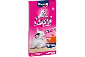 Vitakraft Liquid Snack, Katzen Leckerli, Katzensnack cremig, mit Ente und Beta Glucane, in einzelnen Sachets, verbessert die Immunabwehr (1 Paket mit 6x 15g)