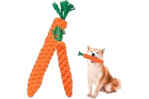 HAASIKI 2 Stück Karotte Hundespielzeug, Puppy Karotte Seil Spielzeug Geflochtene, Kauspielzeug für Welpen, Hunespielzeug aus Geflochtenem Seil, Hundespielzeug für Kleine Mittelgroße Welpen