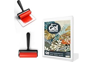 DINGSEN Gel Printing Pad with Brush - Reusable Gel Plate for Monoprinting, Stamping & Texture Art, Includes Mini Roller Brush - Non-Toxic Art Tool for Beginners, Artists & Therapy (Size: 5 * 7inch)