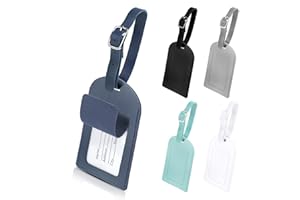 Hengxinc Lot de 5 Etiquette Valise PU cuir Bagage Peut être écrit Réglable étiquettes Valise Pour sac à dos Valise d'aviation