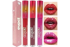 Likesing 3 Pièces Lot Rouge a Levre Pailleté Longue Tenue Liquides Rouge a Levre Nude Rose Rouges à Lèvres Sans Transfert Brillant à Lèvres Rouge Lip Gloss Lipstick Kit Coffret Cadeau Femme Maquillage