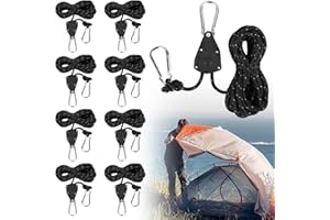 HOSPAOP 8 cuerdas tensoras con tensor de cuerda, cuerda tensora de trinquete de 4 m, cuerda reflectante para tienda de campaña con tensor, gancho, diámetro 4 mm, cuerda ajustable para camping, tienda de