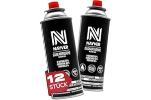 NAYVER 12x Premium Propangas Butangas Mix Gaskartusche Ventilkartusche für Winter Gasheizung Gaskocher Abflammgeräte 227g MSF-1A