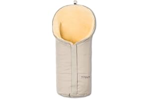 Hofbrucker Lammfell-Fußsack Eskimo für Babyschale, Kinderwagen, Buggy/Universeller Winterfußsack/Fußsack wind- & wasserabweisend/echtes Lammfell/Made in Germany