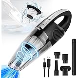 URAQT Aspirabriciole Senza Fili Potente, 4500PA 12V 120W Aspirabriciole per Auto con Ricarica Rapida USB, Umido e Secco 30 Mi