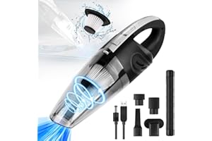 URAQT Handheld Vacuums Cordless, 4500 Pa Portable Handheld Hoover, 120W USB Rechargeable Car Vacuum Cleaner, Lightweight Wet Dry Vacuum, Car Hoover for Kitchen, Car, Office, Home, Pet Hair Cleaning