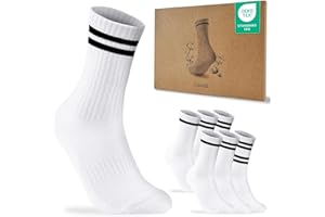 Cirorld skarpetki tenisowe z nadrukiem, skarpetki męskie i damskie 39–42 43–46, białe bawełniane sportowe oddychające i amortyzujące, 3 pary