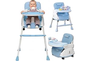 Twinky® Hochstuhl - 2 in 1 Kinderwagen-Set - Klappbarer Essstuhl & Kinderwagen für Babys und Kleinkinder - Verstellbarer, Tragbarer und Kompakter Babystuhl - Geeignet ab 6 Monaten bis 4-5 Jahre - Blau