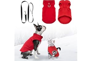 FFTANXS Maglioncino e Cappottino per Cani di Taglia Piccola - Vestito per Cane e Gatto con Anello a D (Rosso, S)