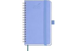 BEZEND Pocket Diary 2026 Slim Week to View Spiral Bound (Jan-Dec 26) 15.5 x 9 cm - A6 Small Weekly Planner 26 with Inner Pocket & PU Leather Softcover - Cornflower