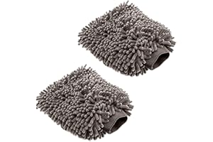 NyxSeat 2 guanti per la pulizia dell'auto, lussuosi guanti in microfibra super morbida, grigi