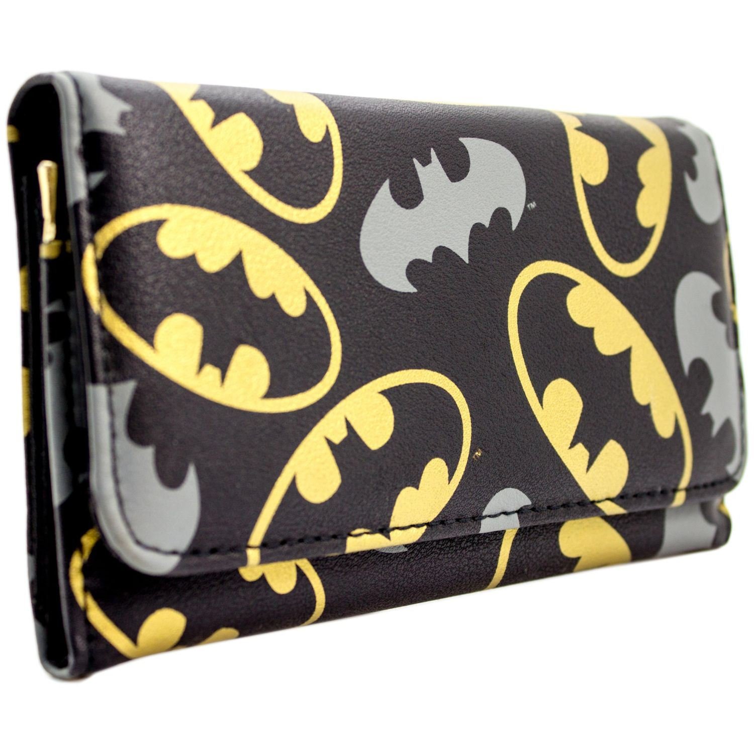DC-Batman-Gold-und-Grau-Emblems-Schwarz-Portemonnaie-Geldbrse
