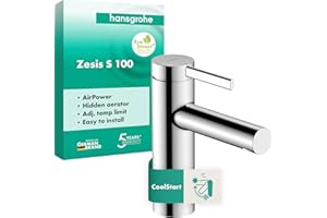 hansgrohe Zesis S - jednouchwytowa bateria umywalkowa bez zestawu odpływowego, kran łazienkowy z wylewką 104 mm, oszczędność wody (EcoSmart+) i energii (CoolStart), chrom, 74721000