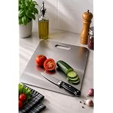 ARVALE Metal Kesme Tahtası 34x23 cm &Ccedil;ift Taraflı Hijyenik Mutfak Sebze Et Meyve Doğrama Panosu