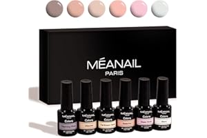 MEANAIL Paris - Marque française - Coffret Manucure - Vernis Semi Permanent - 6 Vernis à Ongles - Compatibles Lampe UV LED - Coffret Nude - Cruelty Free - Vegan