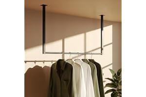 CLP Kleiderstange Fenton I Kleiderständer für Deckenmontage I Garderobenstange aus Metall I für Flur, Garderobe und Schlafzimmer, Größe:80x60 cm