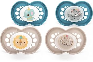 MAM Original Day & Night Soothers | 6-18 Months | 4 Pack | Includes 2X Glow in The Dark Dummies | Orthodontic Design | Baby Accessories | Blue (Various Designs)