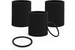 ADMYGO 50PCS Black Hair Bobbles Hair Ties, 4mm Thick Soft Elastic Hair Bands, Metal-Free Strong Hold Ponytail Holders, Unisex for Women Men Girls Kids, Thick Hair Friendly Hair Accessories (Black)