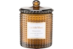 LA JOLÍE MUSE LA JOLIE MUSE Candela profumata ambra del Marocco, cera naturale, lunga durata di 75 ore, giara di vetro per regalo e decorazione casa, 285g