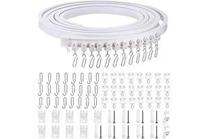 ZHIQIN Elastyczna giętka szyna do zasłon sufitowych 3 m, okucia do montażu na ścianie, wytrzymałe, plastikowe, zakrzywione szyny do zasłon do okien wykuszowych, kamperów, przegrody pomieszczeń, karnisza